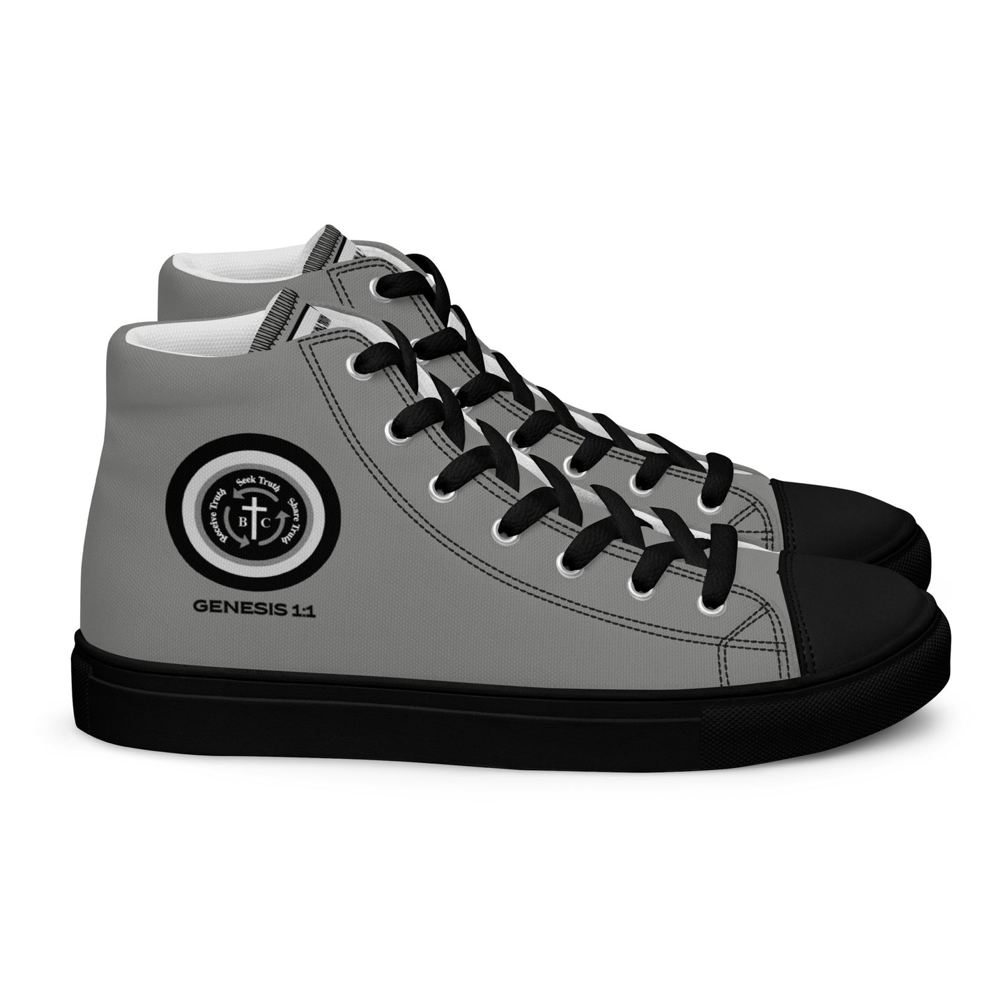 Biblical Truth Cycle - Ladies' High Top Canvas Shoes (Verse-Genesis 1:1)