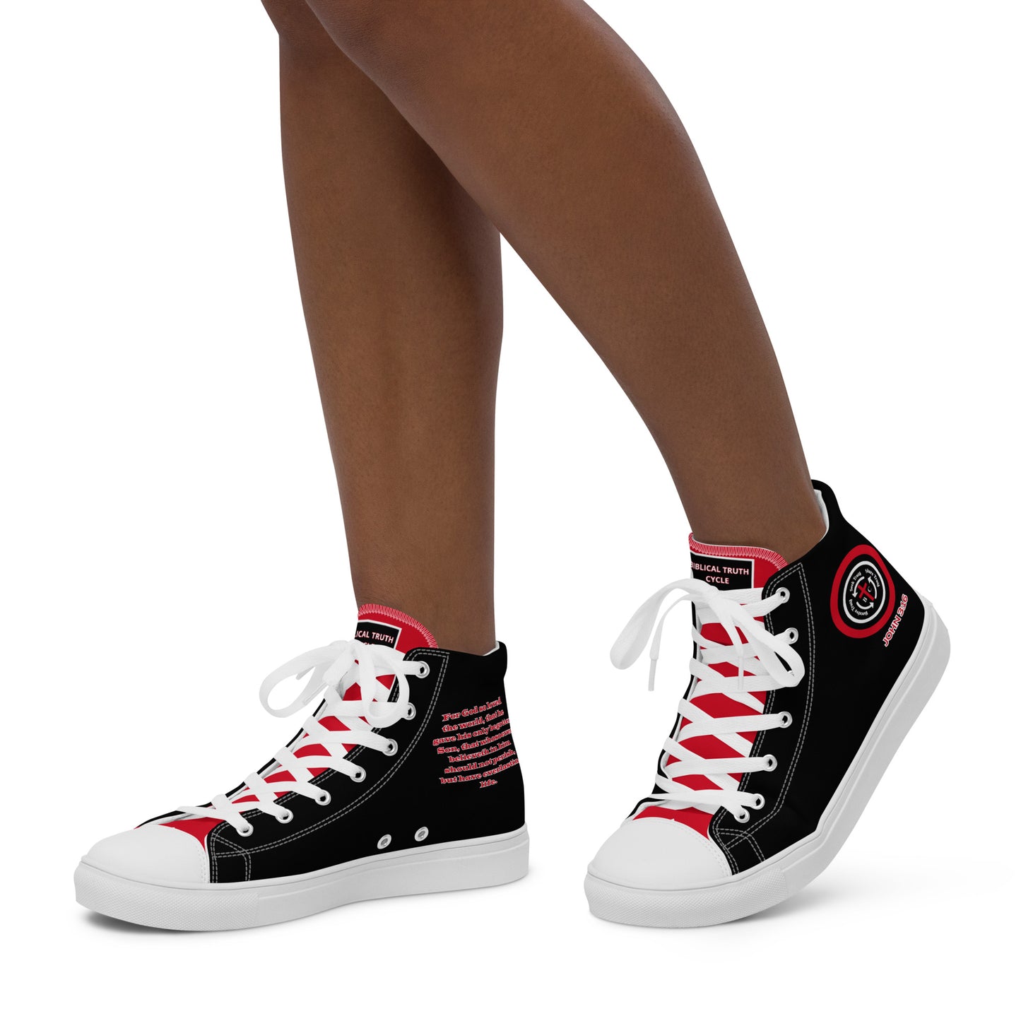 Biblical Truth Cycle Ladies High Top Canvas Shoes (Verse-John 3:16)