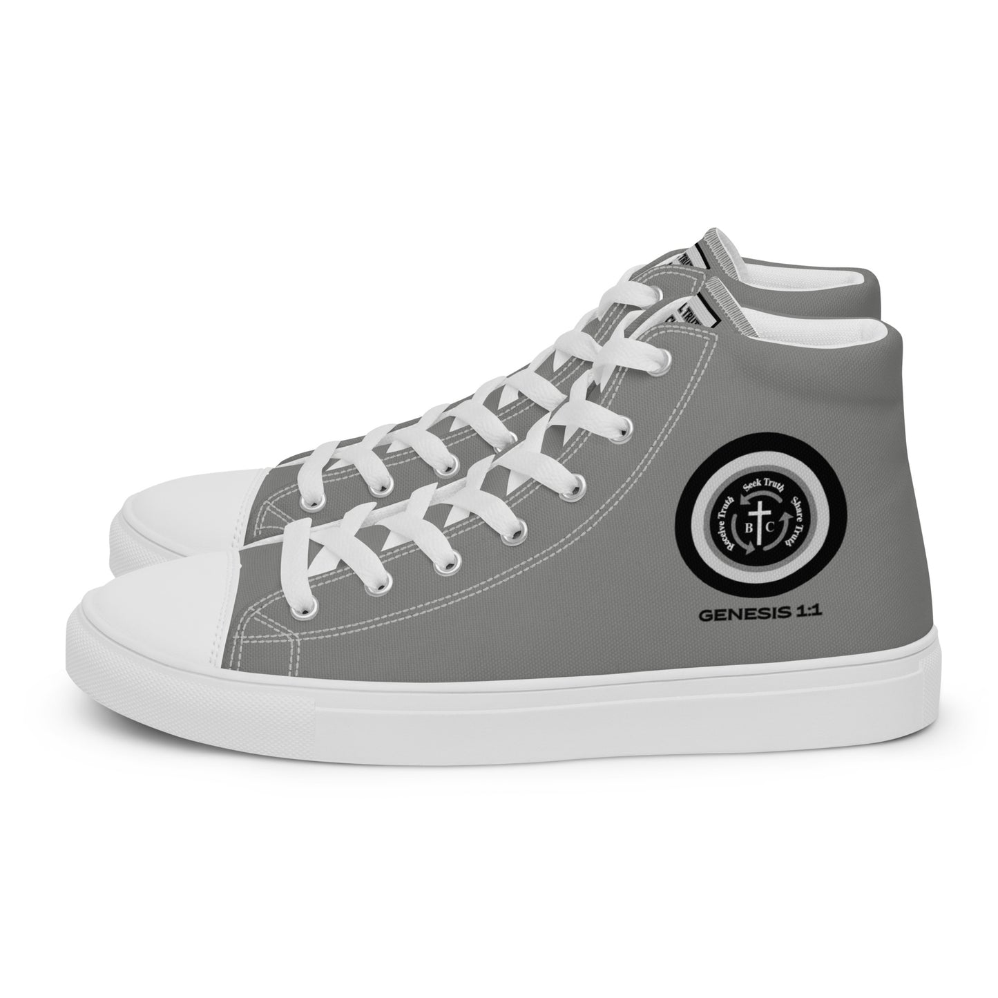 Biblical Truth Cycle - Ladies' High Top Canvas Shoes (Verse-Genesis 1:1)