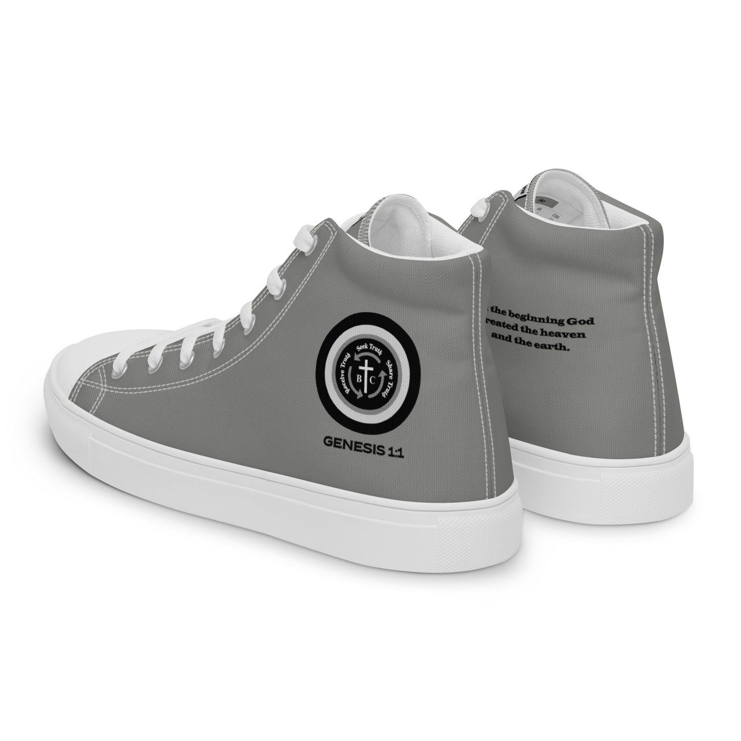 Biblical Truth Cycle - Ladies' High Top Canvas Shoes (Verse-Genesis 1:1)