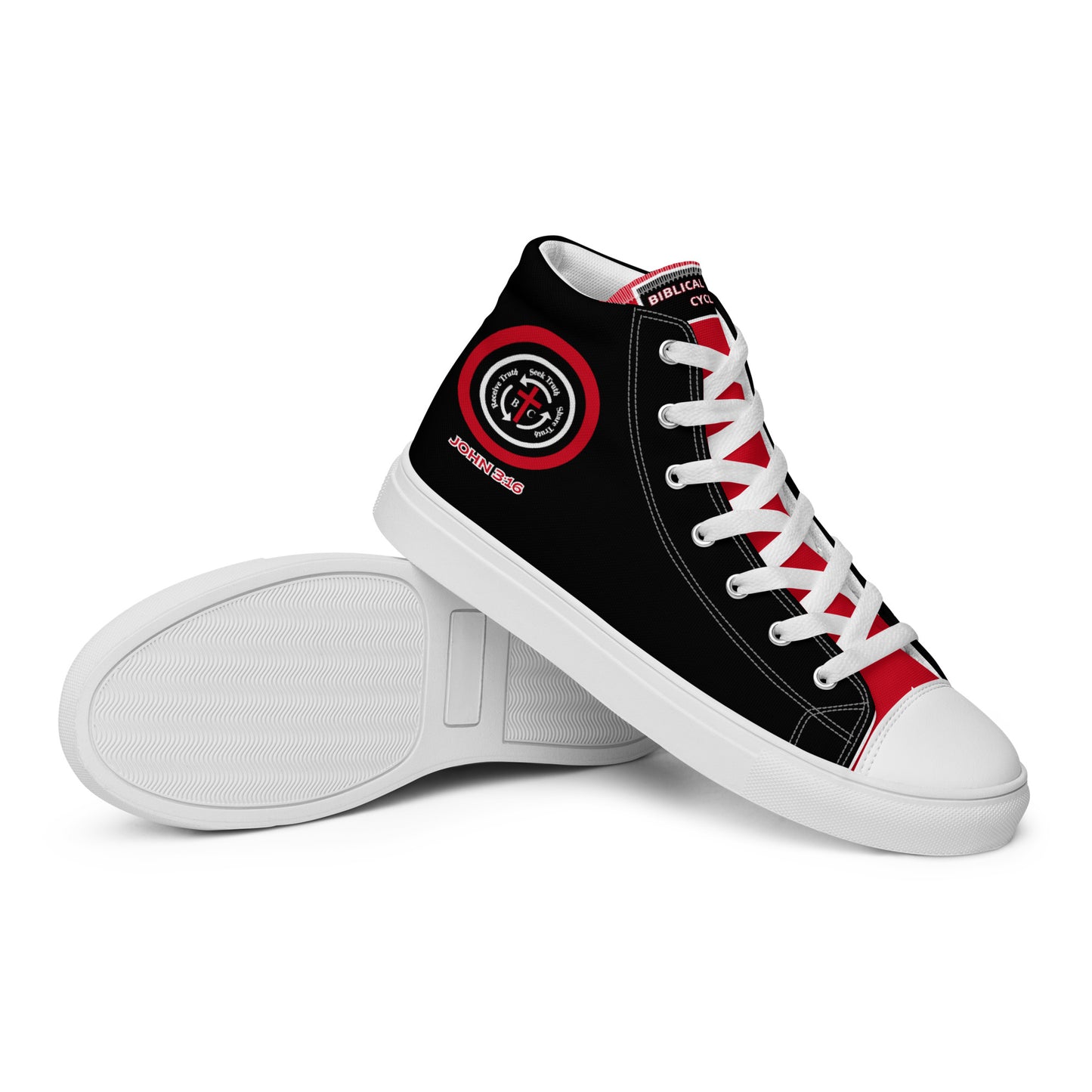 Biblical Truth Cycle Ladies High Top Canvas Shoes (Verse-John 3:16)