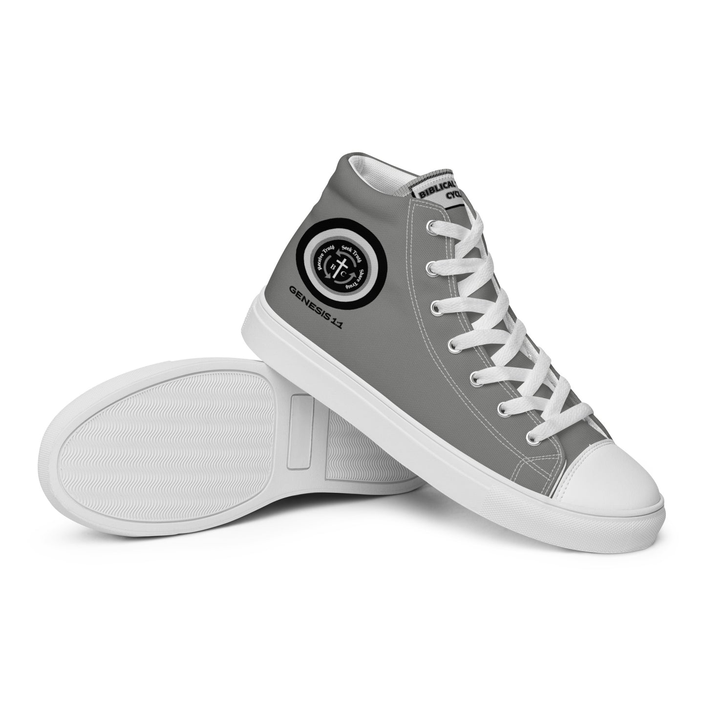 Biblical Truth Cycle - Ladies' High Top Canvas Shoes (Verse-Genesis 1:1)