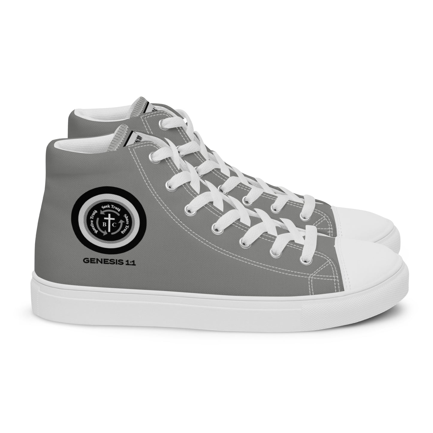 Biblical Truth Cycle - Ladies' High Top Canvas Shoes (Verse-Genesis 1:1)