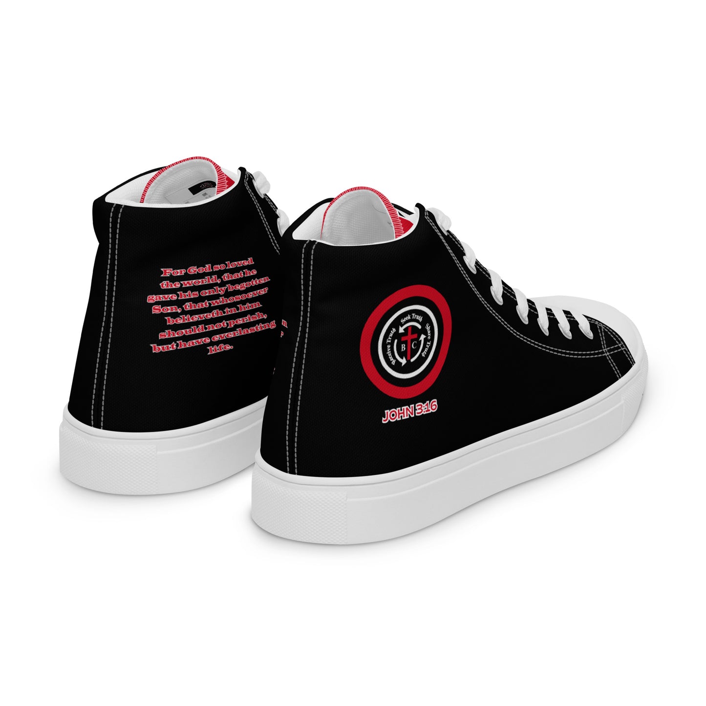 Biblical Truth Cycle Ladies High Top Canvas Shoes (Verse-John 3:16)