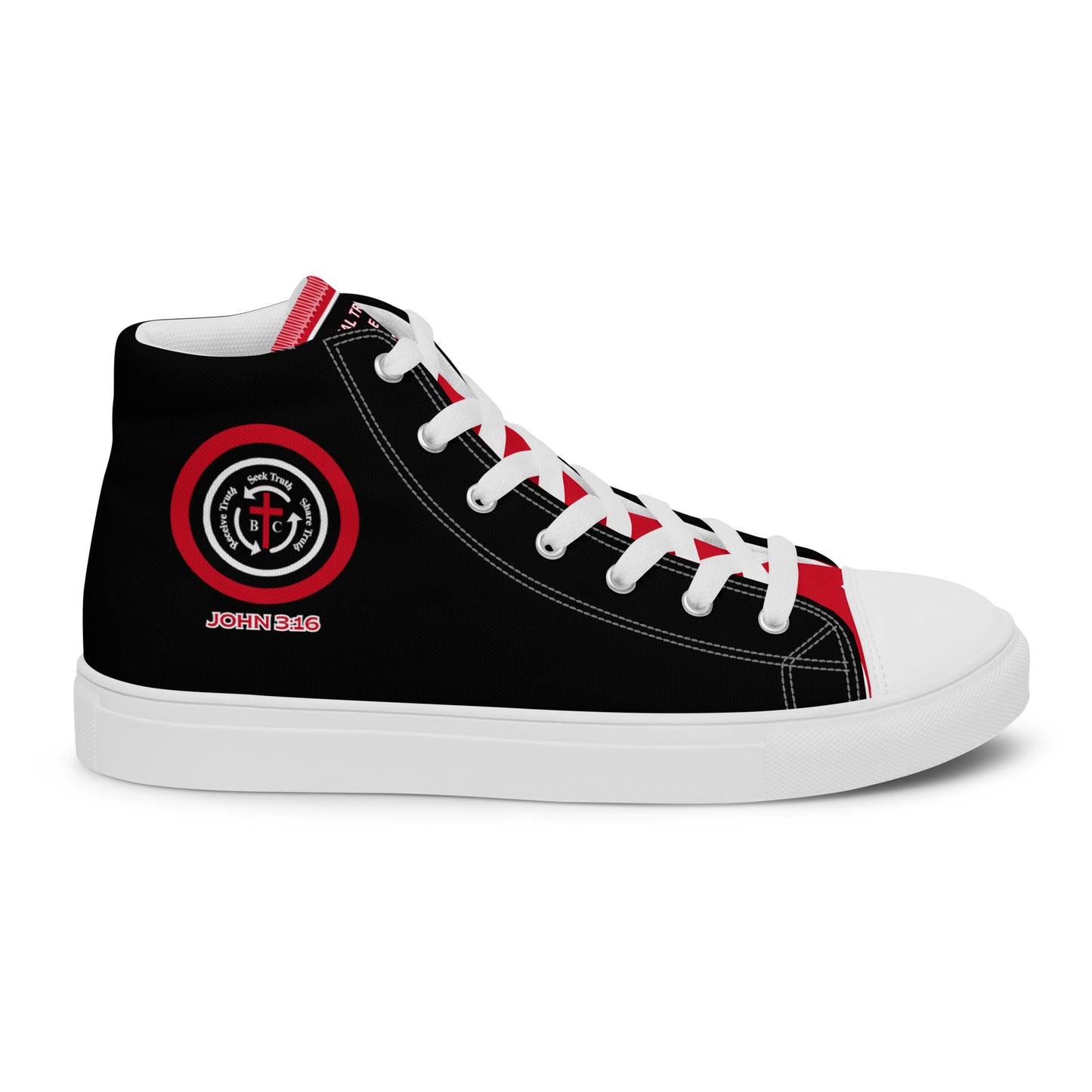 Biblical Truth Cycle Ladies High Top Canvas Shoes (Verse-John 3:16)