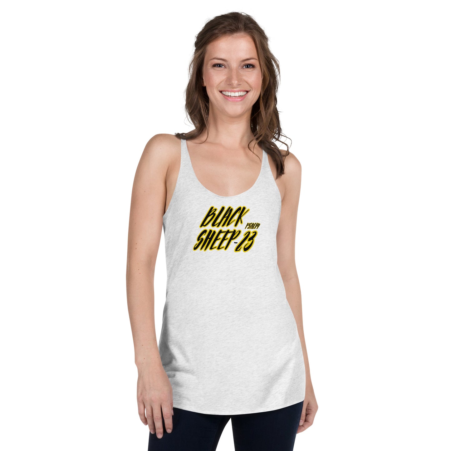 Sheep 23 - Ladies Racerback Tank Top (Black Sheep)